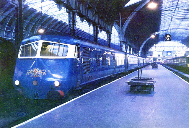 Blue Pullman standing at Paddington Station in the 1960s