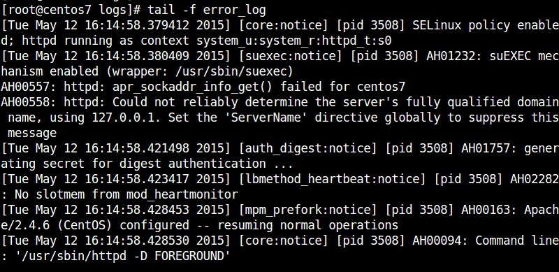 ruta de registro de errores de Apache operando en Linux