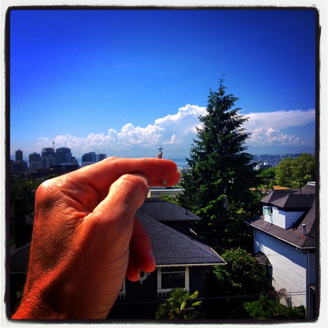 #needledrugs #smoking #spaceneedle #seattle Can you believe #thisshit is legal now? #rooftopsofseattle #rooftopliving #rooftop #capitolhill #lunch #weedtown #norml