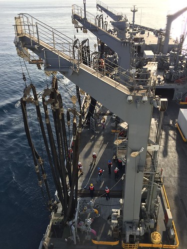 USNS John Ericsson's crew prepare for a RAS with HNLMS Tromp