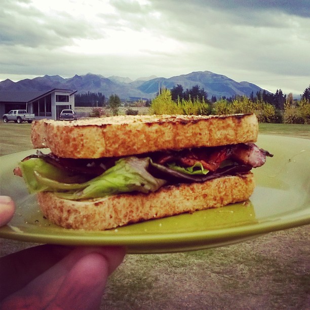 Bacon and mountains. Life doesn't get much better. #bacon #mountains #new Zealand #hanmer