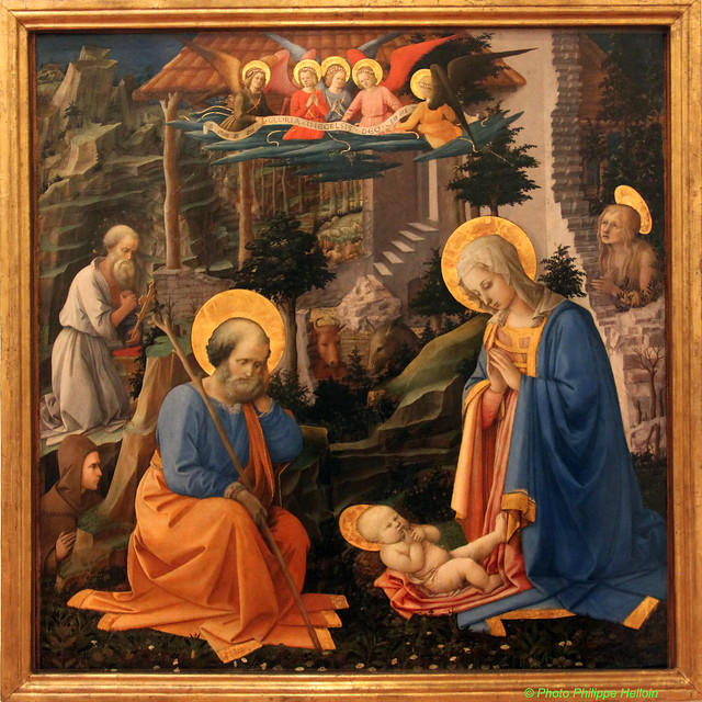IMG_1516 ©Adoration de l'Enfant avec Saints Pala d'Annalena de  Filippo Lippi   Tempera sur bois - Salle de Filippo et Filippino Lippi - Tempera sur boisLa peinture fut réalisée vers 1455 pour le couvent d' Annalena