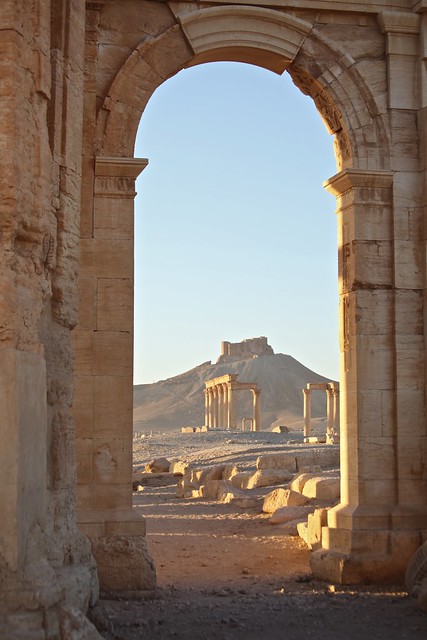 Arched Door way Vista Ancient City Landscapes of Palmyra The UNESCO World Heritage Site Syria Middle East
