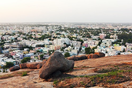 city trees houses india buildings landscape rocks stones hill rocky hyderabad population foreground indiancity moulaali