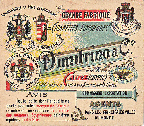 CHROMO DIMITRINO & CO CAIRE - CIGARETTES EGYPTIENNES BACK ONE | by patrick.marks