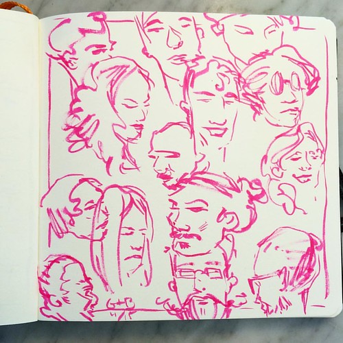 Fellow caf-fiends at G&B coffee! 😜 #heads #sketchbook #instaart #artist | by mrsvengsouk