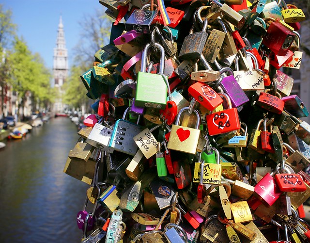 Love padlocks in Amsterdam