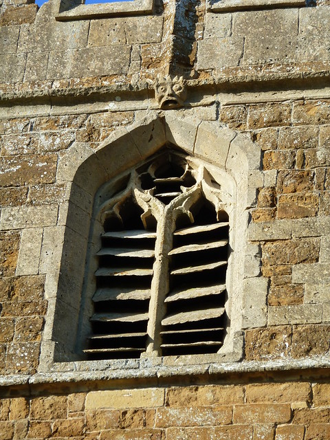 Ilmington Church - detail, grotesque and bell towe