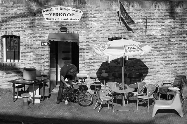 Recycled goods for sale. Oudegracht, Utrecht.