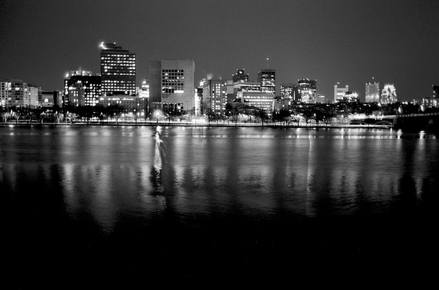 Night reflections on the Charles