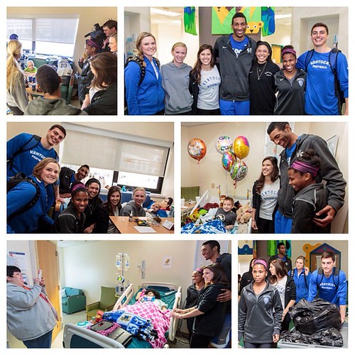 A group of UK athletes recently brought blankets & smiles to patients at Kentucky Children's Hospital. Members of UK's golf, football, soccer, tennis, track & basketball teams, who created the blankets earlier this year, were excited to visit with the kid