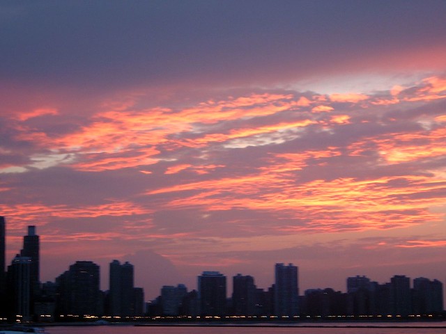 Chicago Skyline Beatiful Sunset