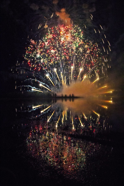 A Rainbow of Fireworks Over Lake Eliston