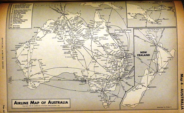 Airline map of Australia - 1955