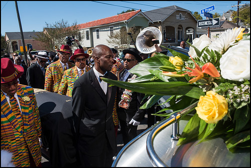 Funeral second line for Edwin Harrison on October 21, 2016 in Treme. Photo by Ryan Hodgson-Rigsbee - rhrphoto.com