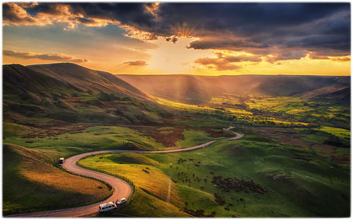 Mam Tor by RenaldasUK, canon canon6d 247028 uk peakdistrict mamtor sunset road sun valley light sky clouds england landscap