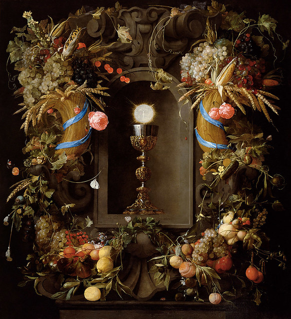 Jan Davidsz. de Heem, Eucharistie, von Fruchtgirlanden umgeben (Eucharist in a fruit wreath)