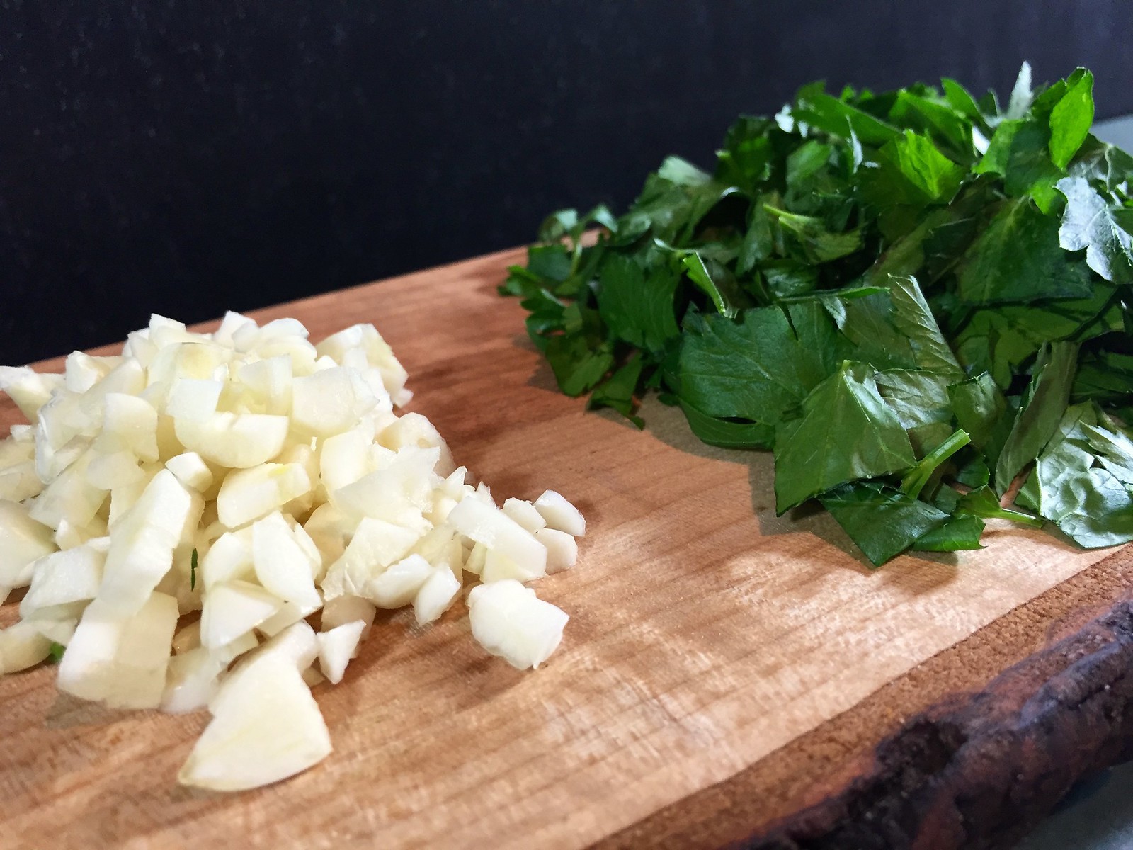 chopped garlic and parsley