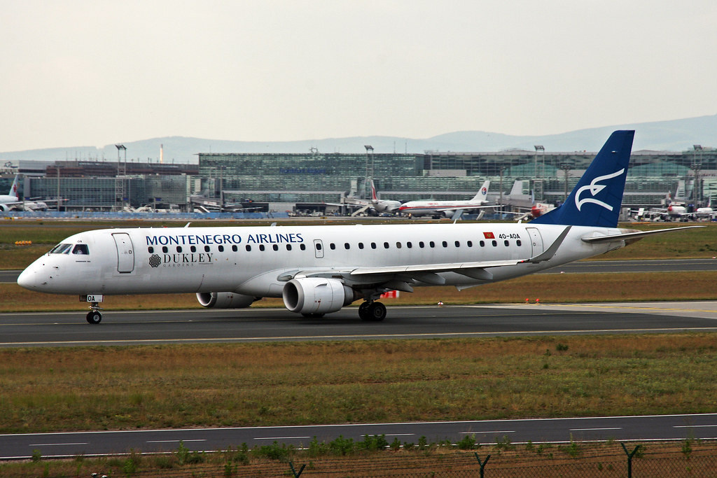 4O-AOA 2 Embraer E-190-200LR(E-195) Montenegro Airlines(Dukley Resorts titles) FRA 22MAY15