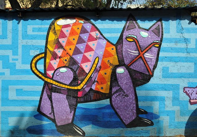 Mural Big Cat Oaxaca Mexico