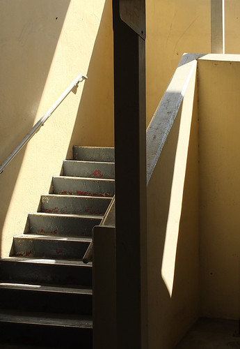 sunlight rays falling stairs concrete urbanlandscape beige grey light dark shadow rogersadler roger sadler ©