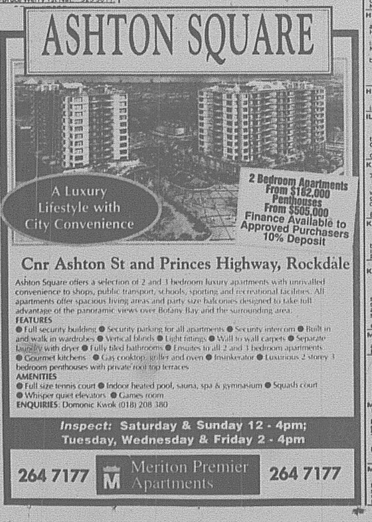 Ashton Square Rockdale Ad June 24 1995 SMH 94