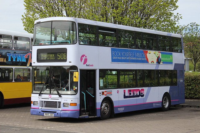 PRESERVED FIRST LEEDS 30790 R610JUB IS SEEN AT GATESHEAD METROCENTRE ON 4TH MAY 2015