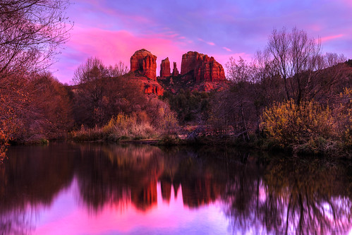 park pink sunset red tree water colors rock clouds creek oak nikon cathedral state sedona