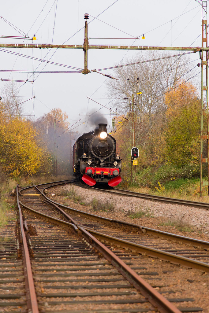 Steam Locomotive on the railway tracks