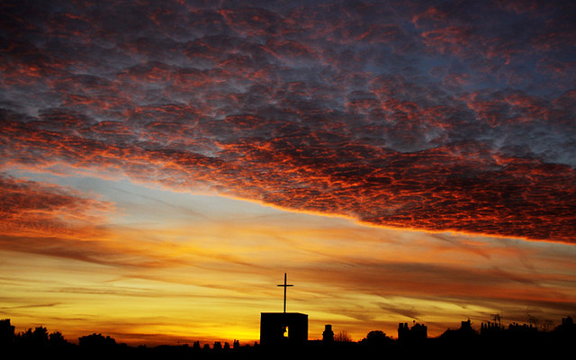 Sunset and the cross