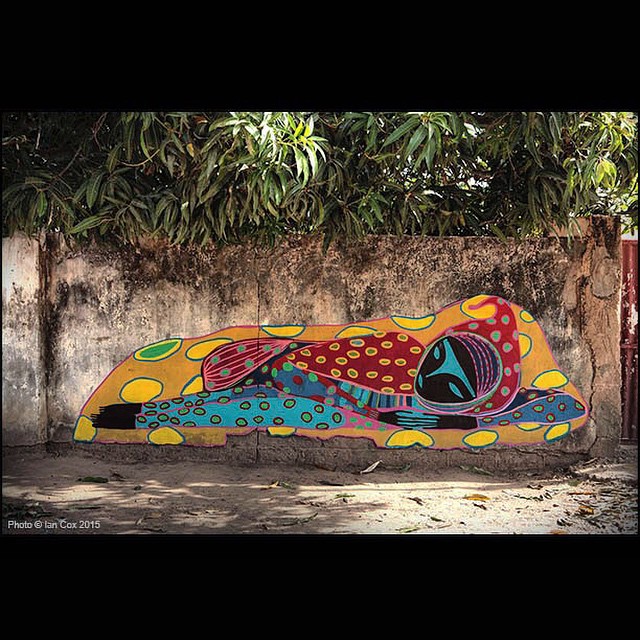 'Lounging in #Africa' with @rimonguimaraes. For #wideopenwalls #gambia. #wallkandy #graffiti #streetart #art #mural #fb #f #t @wideopenwalls