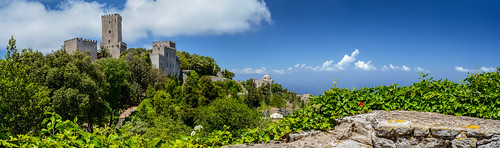 blue summer italy mountain green castle stone clouds landscape nikon outdoor hill sightseeing panoramic views sicily 1855mm erice dayout trapani 2015 castellodivenere venuscastle nikond7100