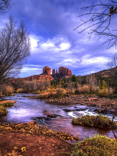 park blue red arizona sky tree water clouds rocks cathedral state outdoor sedona running formation