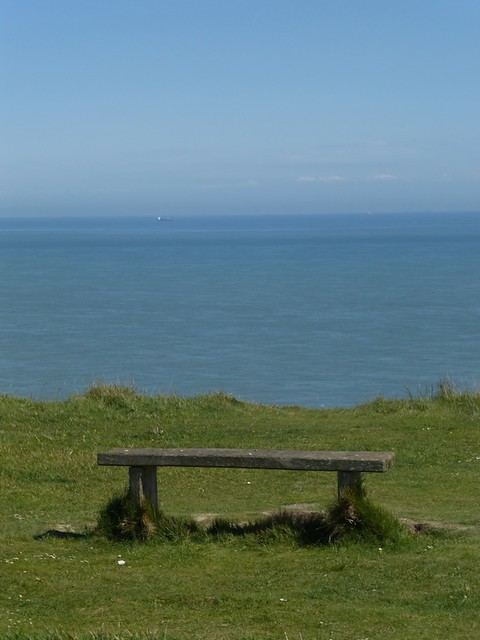 Bench on clifftop St Margaret's Bay, Dover to Deal walk
