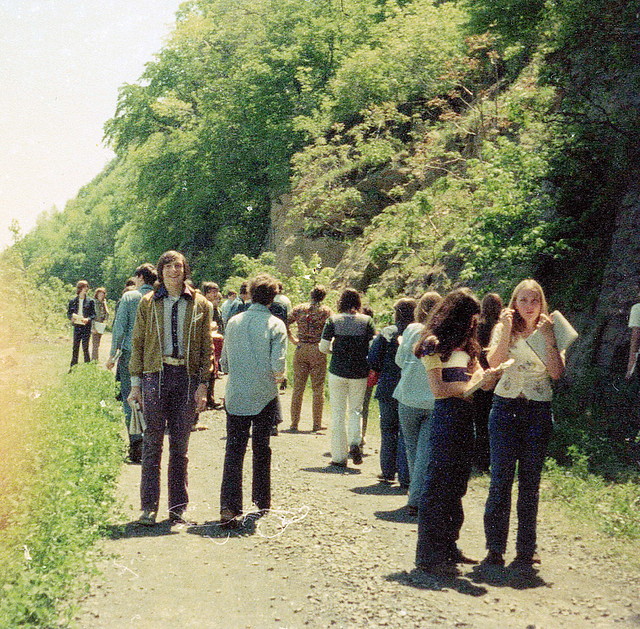 High School Earth Science field trip to East Rock in New Haven, Connecticut. At age 15, I was SO much more interested in the female members of our class than learning about the history of sedimentary rocks.  :)  May 1974.
