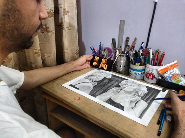 Working on new drawing Pencil drawing on a3 paper Draw by MOHIT KUMAR RAO ARTIST 2016