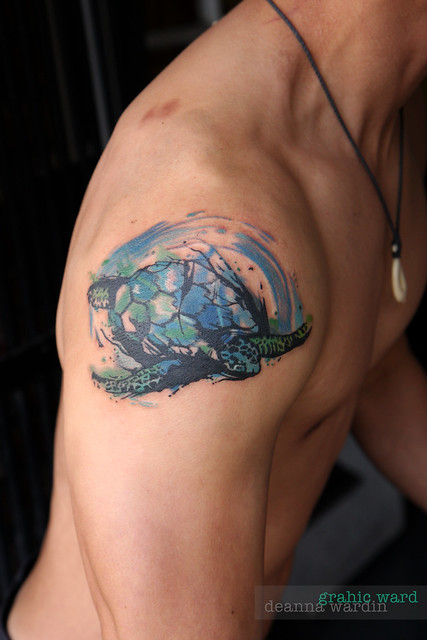 watercolor sea turtle tattoo