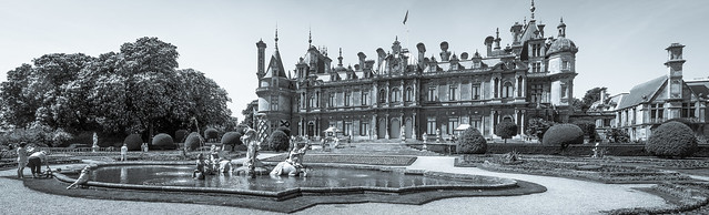 The fountains and South Front of Waddesdon Manor in Buckinghamshire