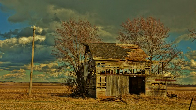 Old Barn and Dramatic Sky on the Midwest Plains