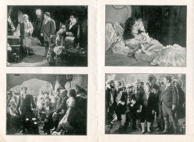 Vier Bilder aus dem Werbefalltblatt für den Film Fra Diavolo von 1931