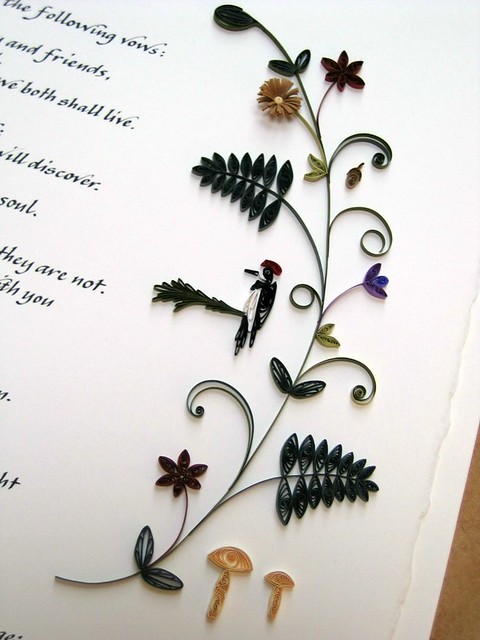 Quilled Woodland Marriage Certificate - Detail