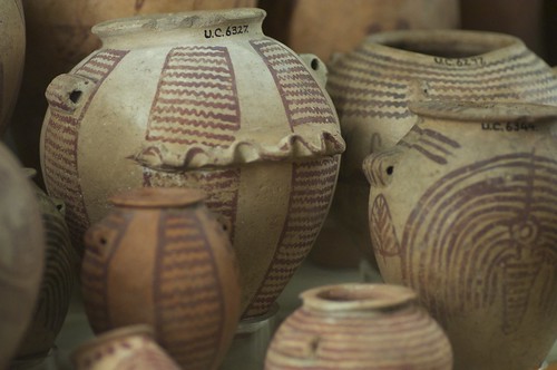 Predynastic Egyptian pots (c. 3400 BC) on display in the Petrie Museum
