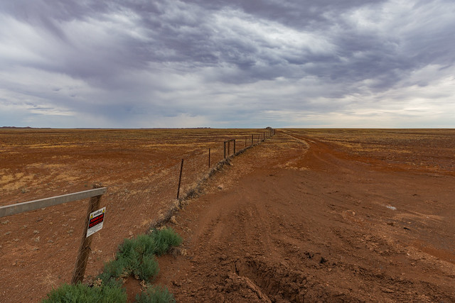 The Dog Fence (longest fence in the world) on Oodnadatta Track, outside Coober Pedy, South Australia