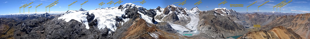 Cordillera Central entre Lima y Junín, desde la cima del Paccha Esquina (5268 m. Google Earth). Diversas cimas identificadas.