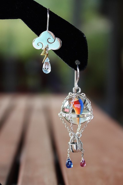 hot air balloon in the storm - earrings