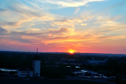 Sonnenuntergang über Dielingen by tanjafrhle, Nikon D3000sunset sun love church clouds soft colours village sweet awesome dielingen