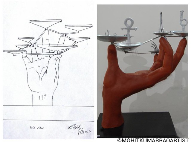 World balance drawing and sculpture Created by MOHIT KUMAR RAO 2014