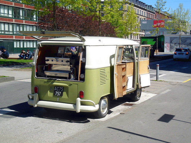 VW split screen van AC75757 used to sell street coffee