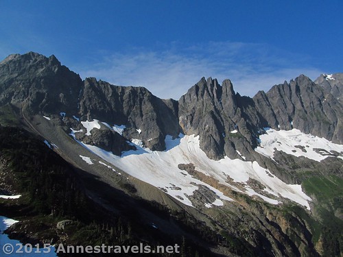 Mountain peaks across the valley from Cascade Pass, North Cascades National Park, Washington