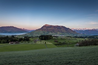Switzerland - Mount Rigi and the Swiss alps in the evening light